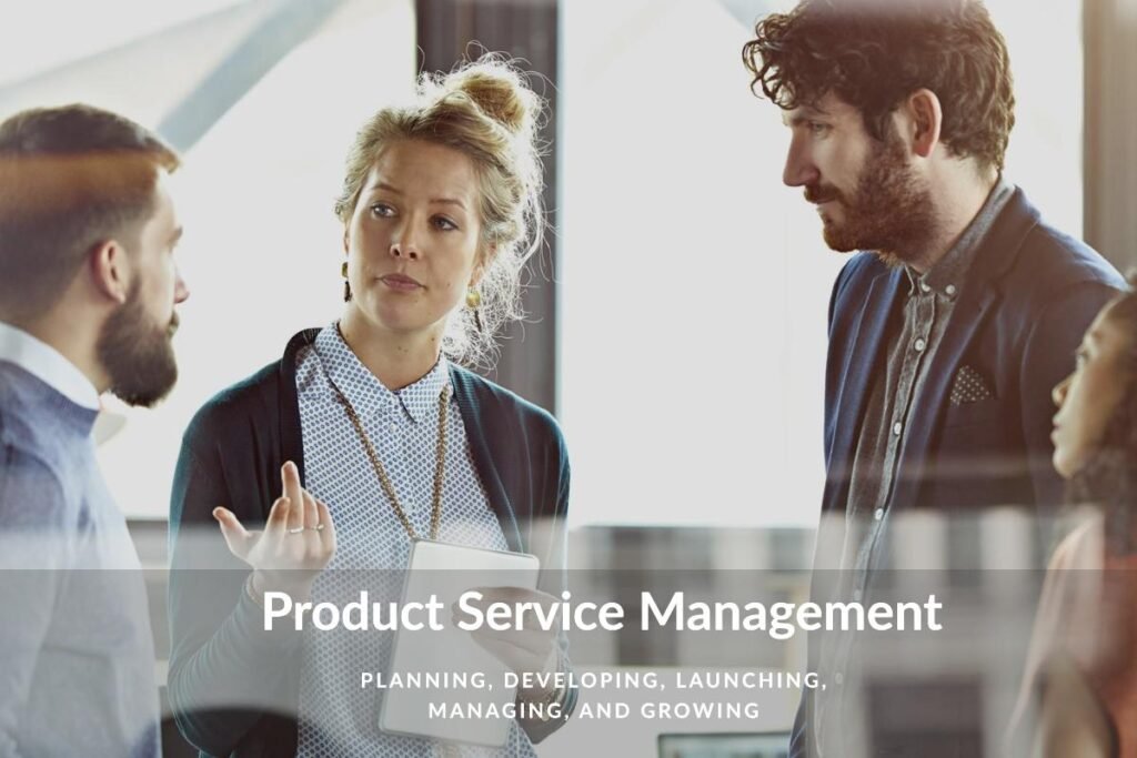 The product service management steps/phases include research and analysis, planning and solutions, the developing phase, market introduction, growth strategies, and customer experience.